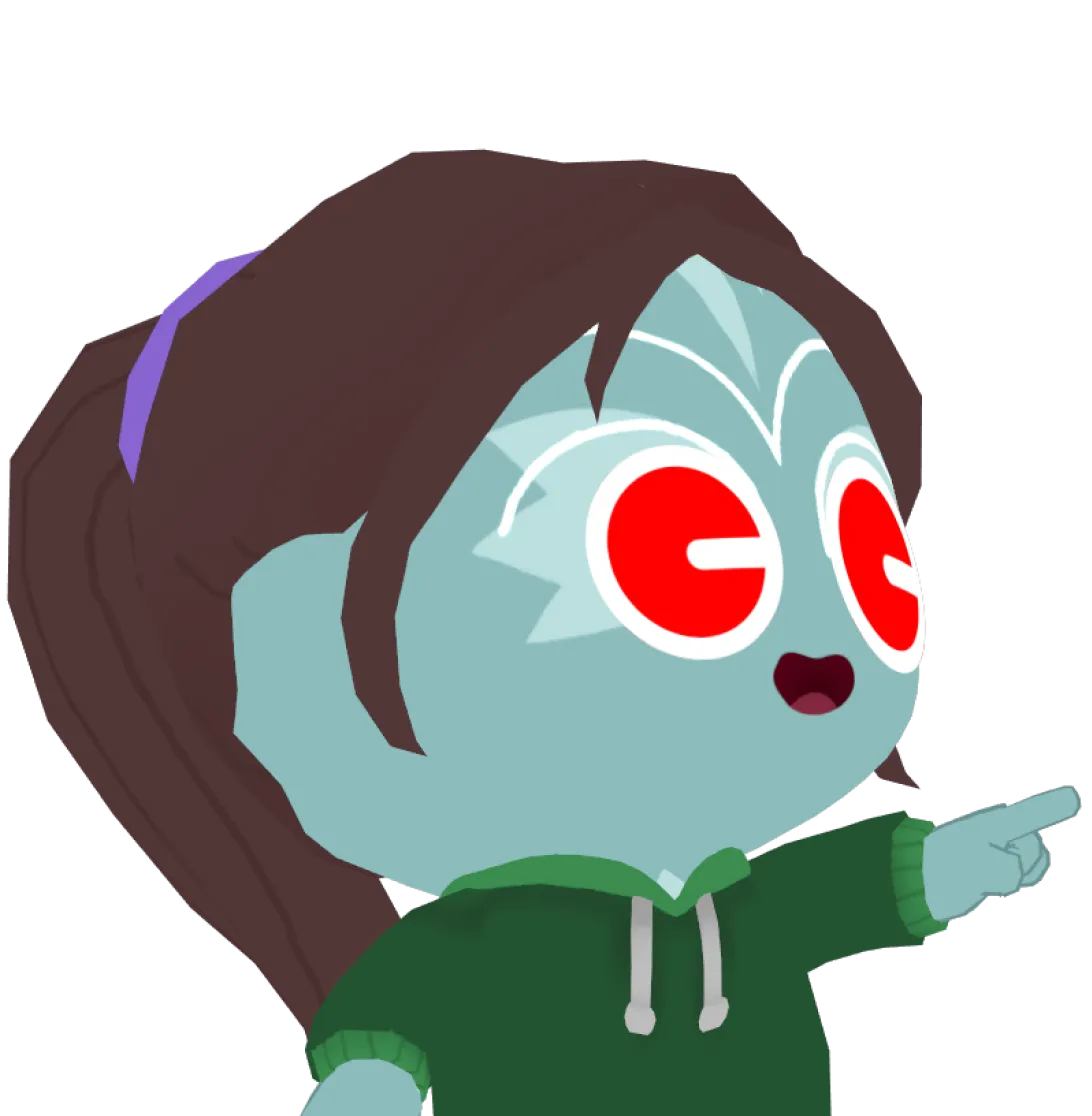 spirit of adventure with a ponytail and hoodie pointing